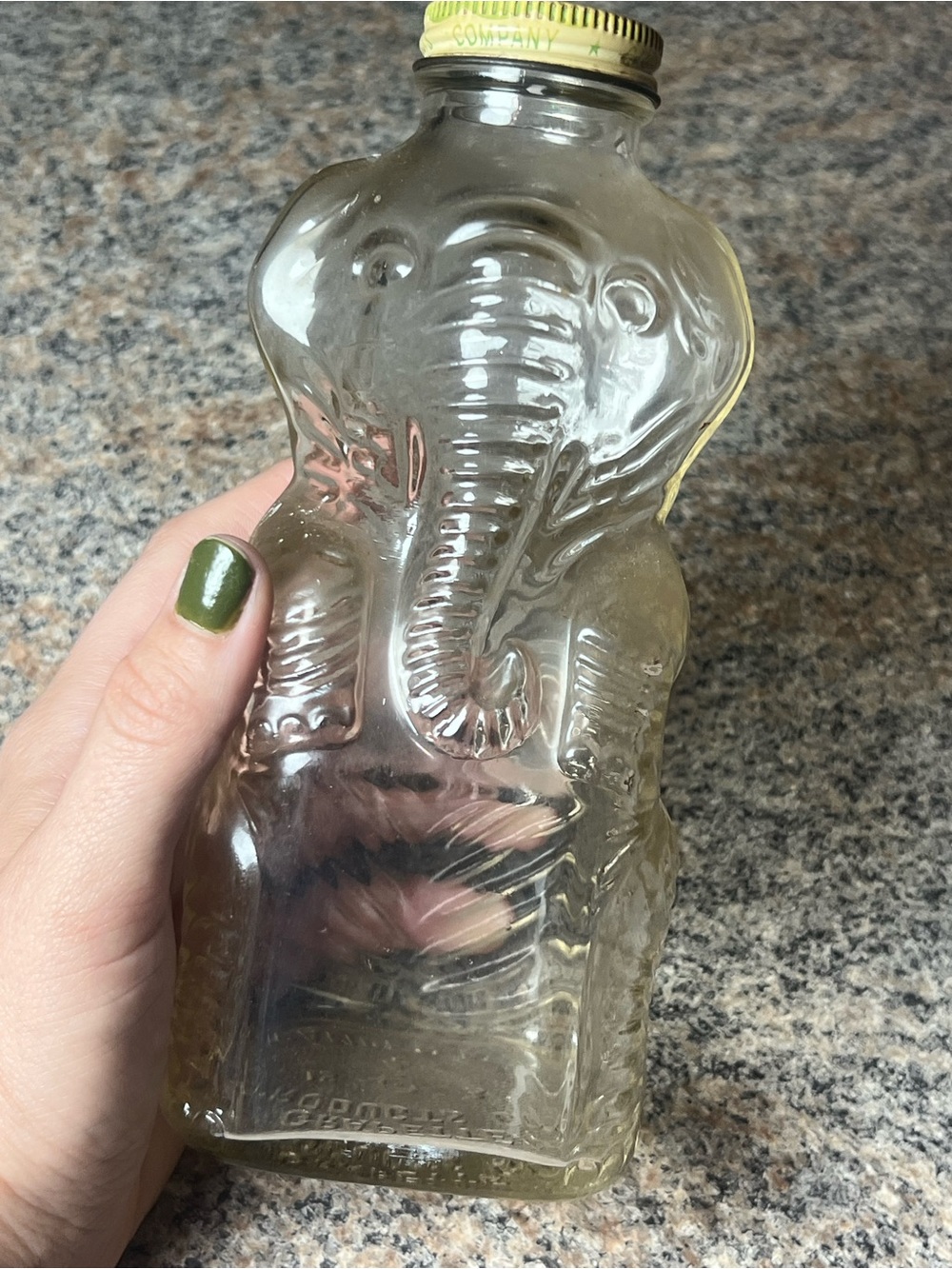 Vintage Grapette Elephant Glass Piggy Bank Original Cap Advertising Collectible